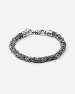 BRACCIALE INTRECCIO MIXED TEXTURE IN ARGENTO
