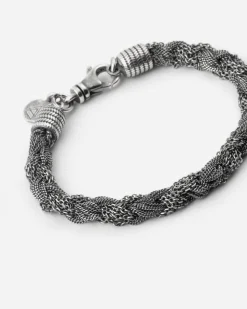 BRACCIALE INTRECCIO MIXED TEXTURE IN ARGENTO