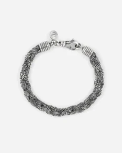 BRACCIALE INTRECCIO MIXED TEXTURE IN ARGENTO