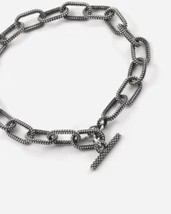 BRACCIALE MAGLIE OVALI PUNTINATE PICCOLE IN ARGENTO