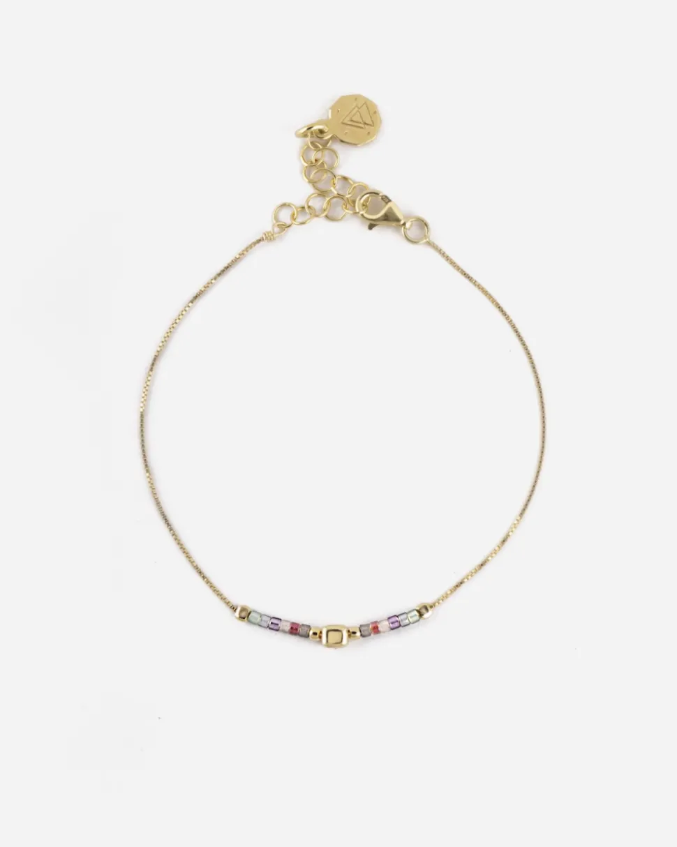 BRACCIALE NUANCES PLACCATO ORO CON PIETRE MULTICOLOR