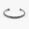 BRACCIALE RIGIDO FOGLIE CON BRILLANTE VERDE
