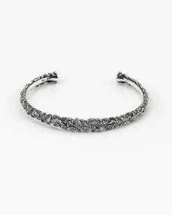 BRACCIALE RIGIDO FOGLIE CON BRILLANTE VERDE