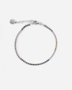 BRACCIALE TENNIS GRADIENT IN ARGENTO CON PIETRE MULTICOLOR