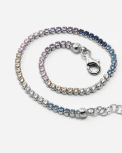BRACCIALE TENNIS GRADIENT IN ARGENTO CON PIETRE MULTICOLOR
