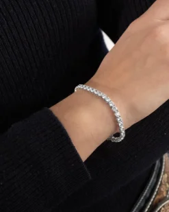 BRACCIALE TENNIS ICY BUDS IN ARGENTO CON PIETRE BIANCHE