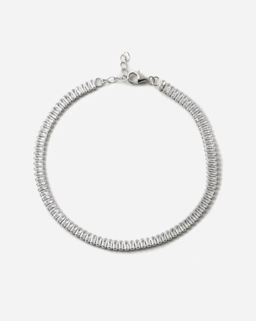 BRACCIALE TENNIS SPRING DROPS SLIM IN ARGENTO CON PIETRE BIANCHE