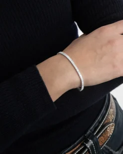 BRACCIALE TENNIS SPRING DROPS SLIM IN ARGENTO CON PIETRE BIANCHE