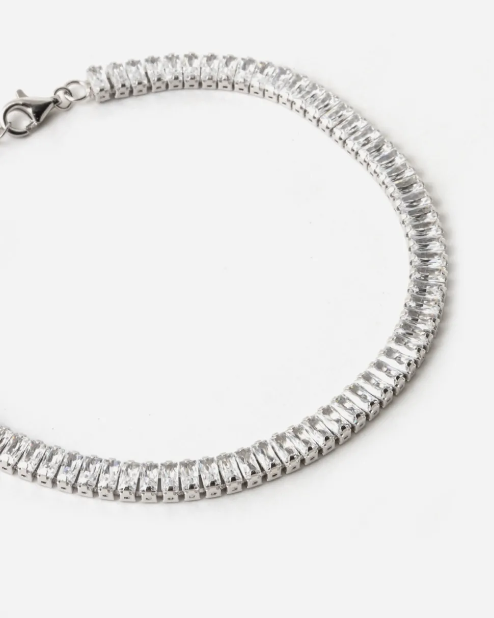 BRACCIALE TENNIS SPRING DROPS BOLD IN ARGENTO CON PIETRE BIANCHE