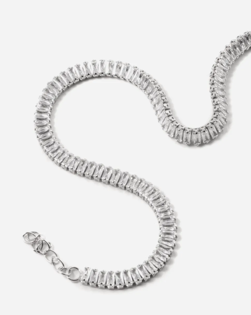 BRACCIALE TENNIS SPRING DROPS SLIM IN ARGENTO CON PIETRE BIANCHE