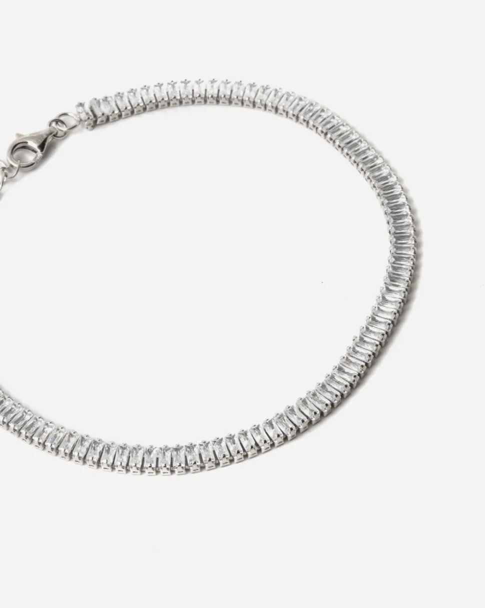 BRACCIALE TENNIS SPRING DROPS SLIM IN ARGENTO CON PIETRE BIANCHE