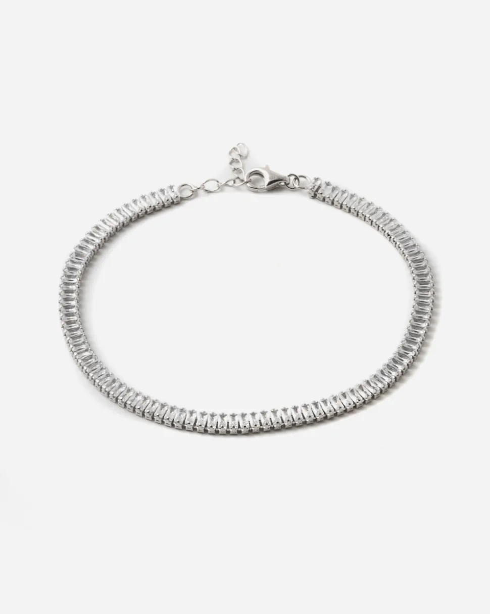 BRACCIALE TENNIS SPRING DROPS SLIM IN ARGENTO CON PIETRE BIANCHE