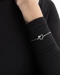 BRACCIALE WHITE TARGET CON CUORE FILO SPINATO E BRILLANTE