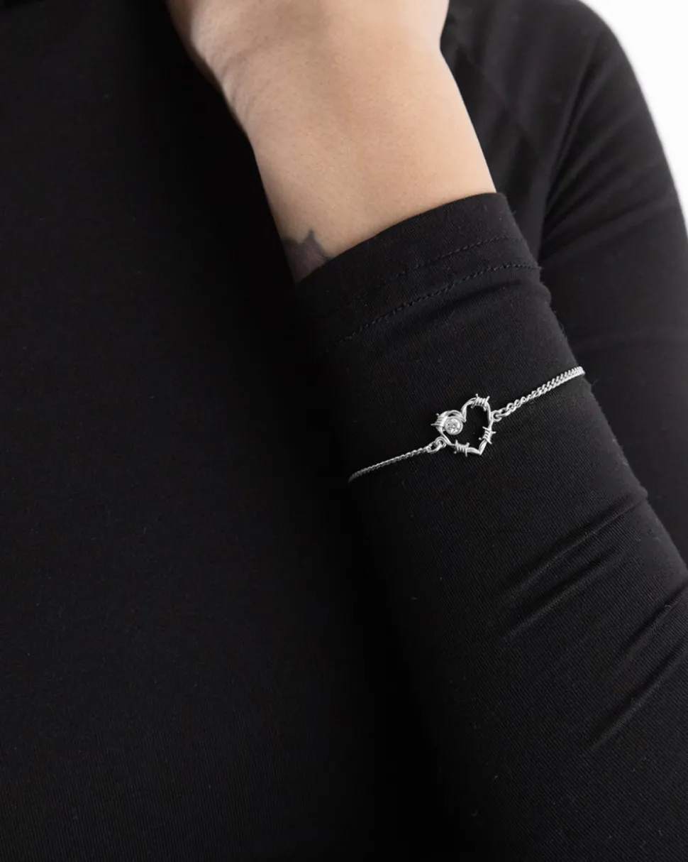 BRACCIALE WHITE TARGET CON CUORE FILO SPINATO E BRILLANTE