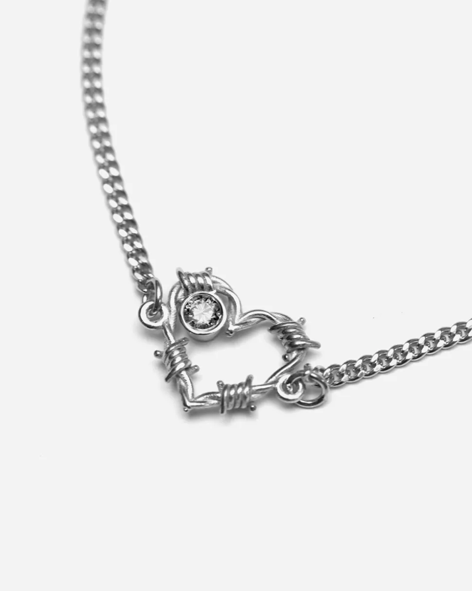 BRACCIALE WHITE TARGET CON CUORE FILO SPINATO E BRILLANTE