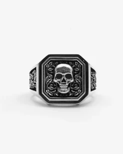 CHEVALIER SKULL STAMP IN ARGENTO CON TESCHIO