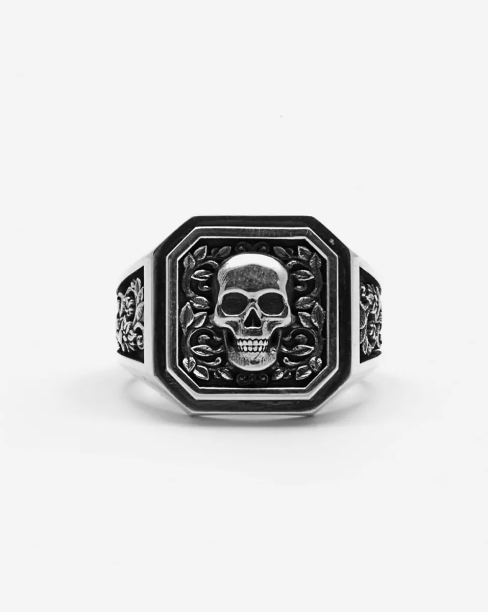CHEVALIER SKULL STAMP IN ARGENTO CON TESCHIO
