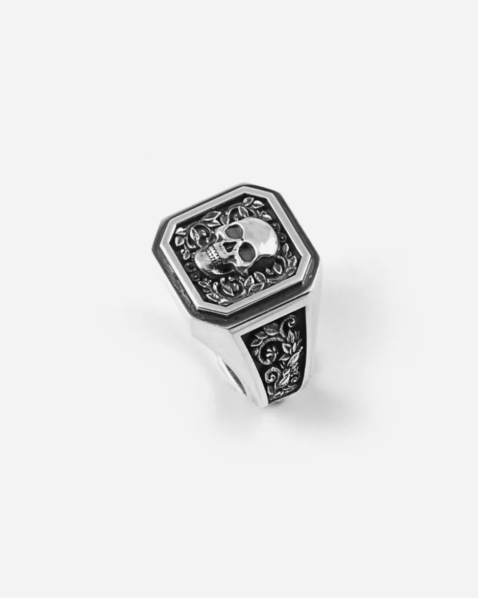CHEVALIER SKULL STAMP IN ARGENTO CON TESCHIO