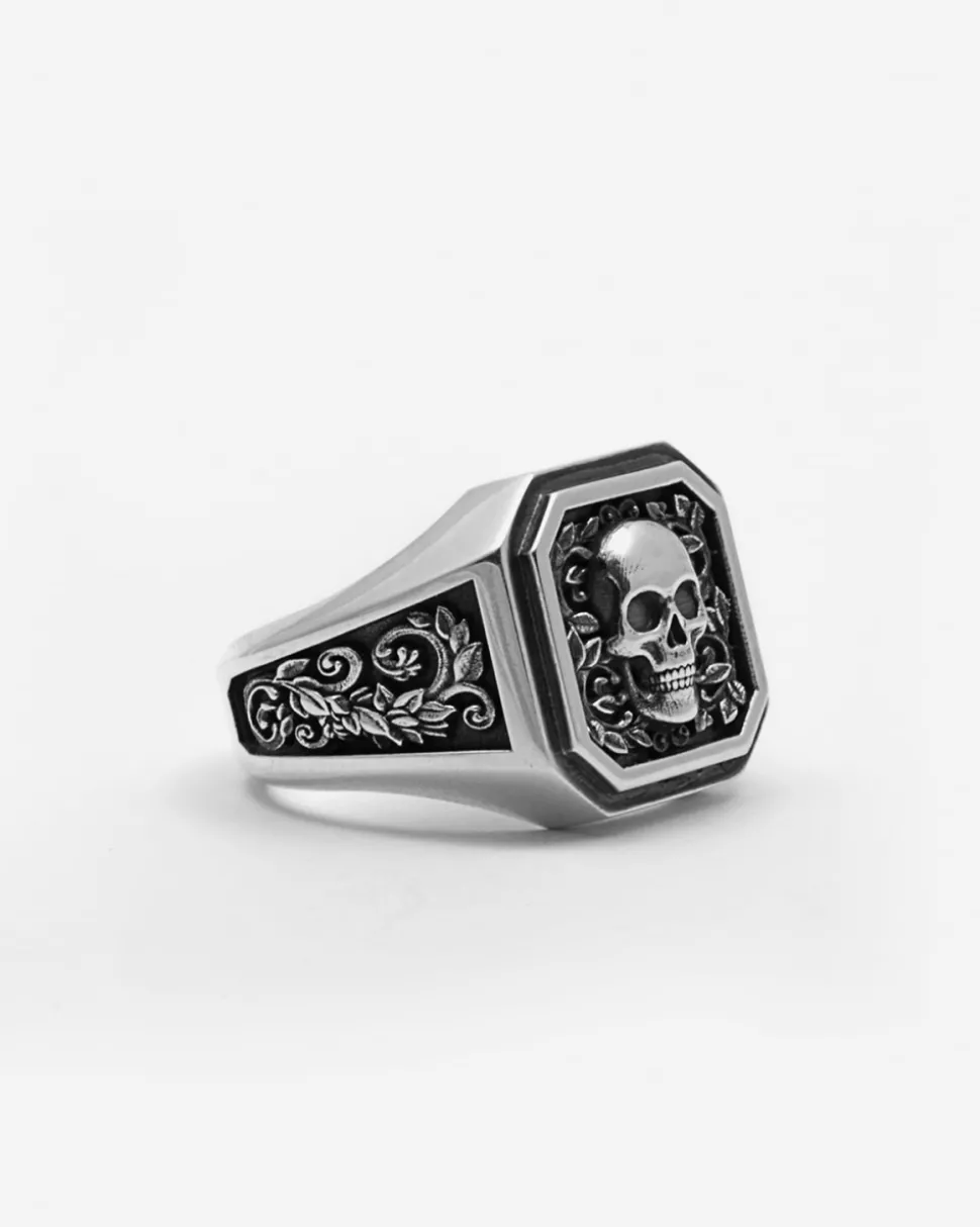 CHEVALIER SKULL STAMP IN ARGENTO CON TESCHIO