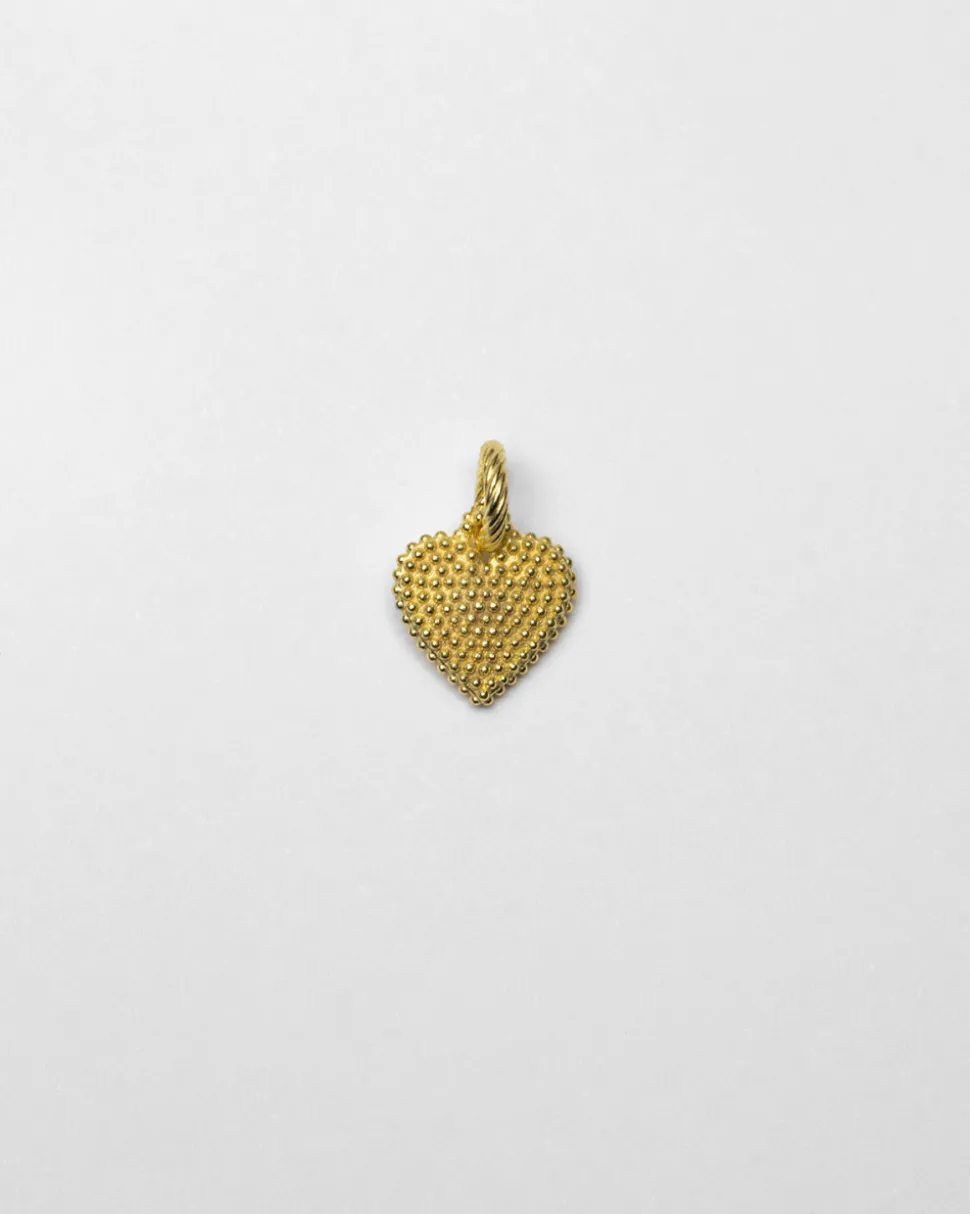 CIONDOLO CHARM CUORE PUNTINATO PLACCATO ORO