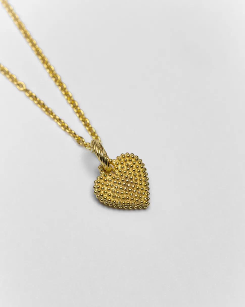 CIONDOLO CHARM CUORE PUNTINATO PLACCATO ORO