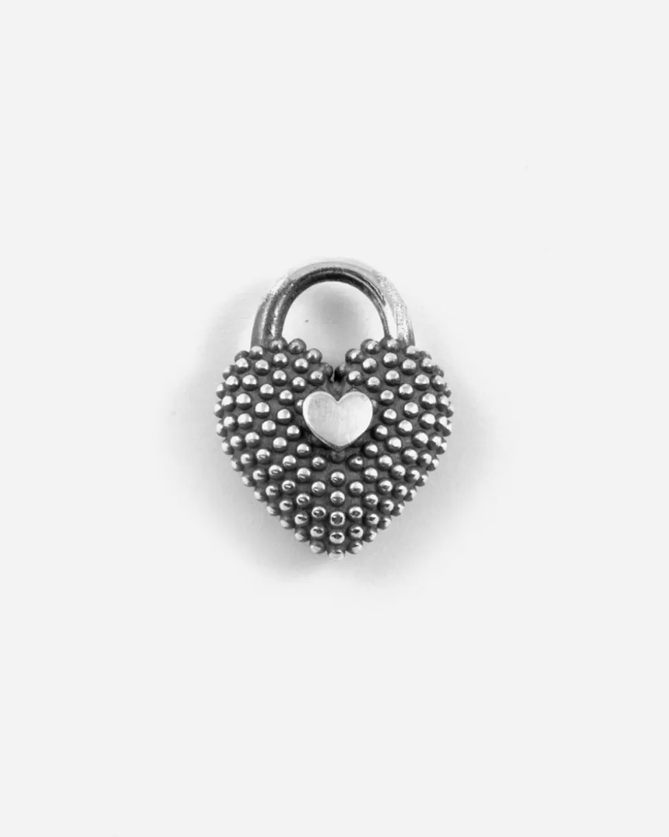 CIONDOLO CUORE PADLOCK PUNTINATO