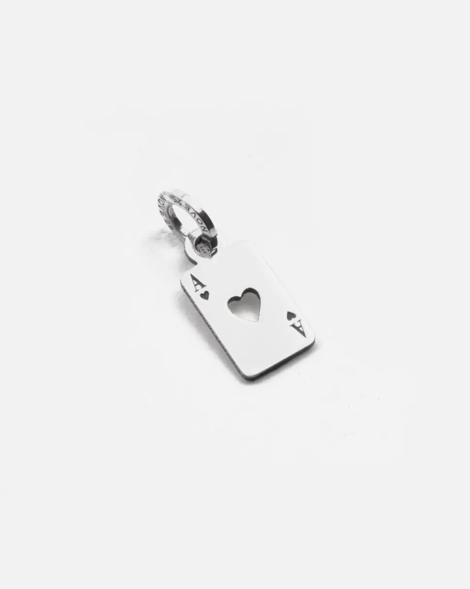 CIONDOLO MINI CHARM CARTA ASSO DI CUORI IN ARGENTO