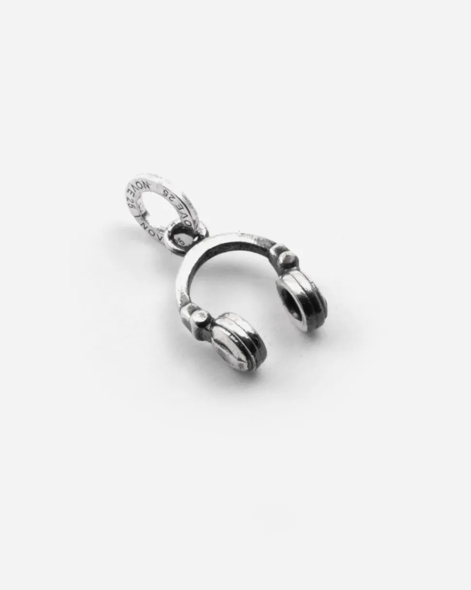 CIONDOLO MINI CHARM CUFFIE DJ IN ARGENTO