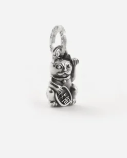 CIONDOLO MINI CHARM GATTO CINESE MANEKI NEKO IN ARGENTO