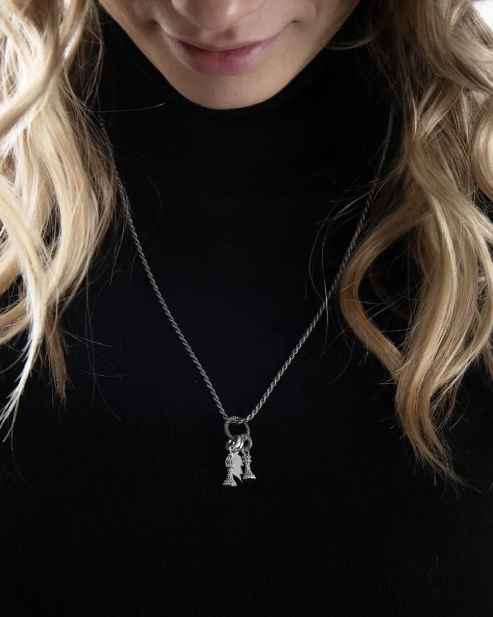 CIONDOLO MINI CHARM RE PUNTINATO IN ARGENTO