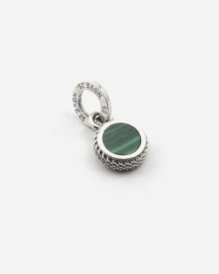 CIONDOLO MINI CHARM TEXTURE SQUAMATA IN ARGENTO CON PIETRA VERDE PIATTA