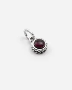 CIONDOLO MINI CHARM TEXTURE GRUMETTA IN ARGENTO CON PIETRA ROSSA BOMBATA