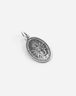 CIONDOLO SANTINO MADONNA ADDOLORATA 7 SPADE IN ARGENTO