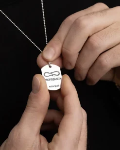 COLLANA CON CIONDOLO PIASTRA MILITARE PROPAGANDA W/ NOVE25 IN ARGENTO