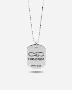 COLLANA CON CIONDOLO PIASTRA MILITARE PROPAGANDA W/ NOVE25 IN ARGENTO