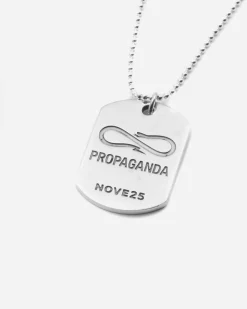 COLLANA CON CIONDOLO PIASTRA MILITARE PROPAGANDA W/ NOVE25 IN ARGENTO