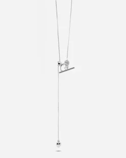 COLLANA CRAVATTINO CON T-BAR SILVER HEART BAR IN ARGENTO