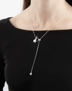 COLLANA CRAVATTINO CON T-BAR SILVER HEART BAR IN ARGENTO