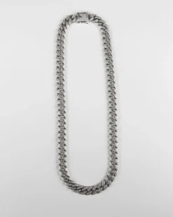 COLLANA GRUMETTA OVALE H120 CON ZIRCONIA CUBICA / GALVANICA RODIO LUCIDO