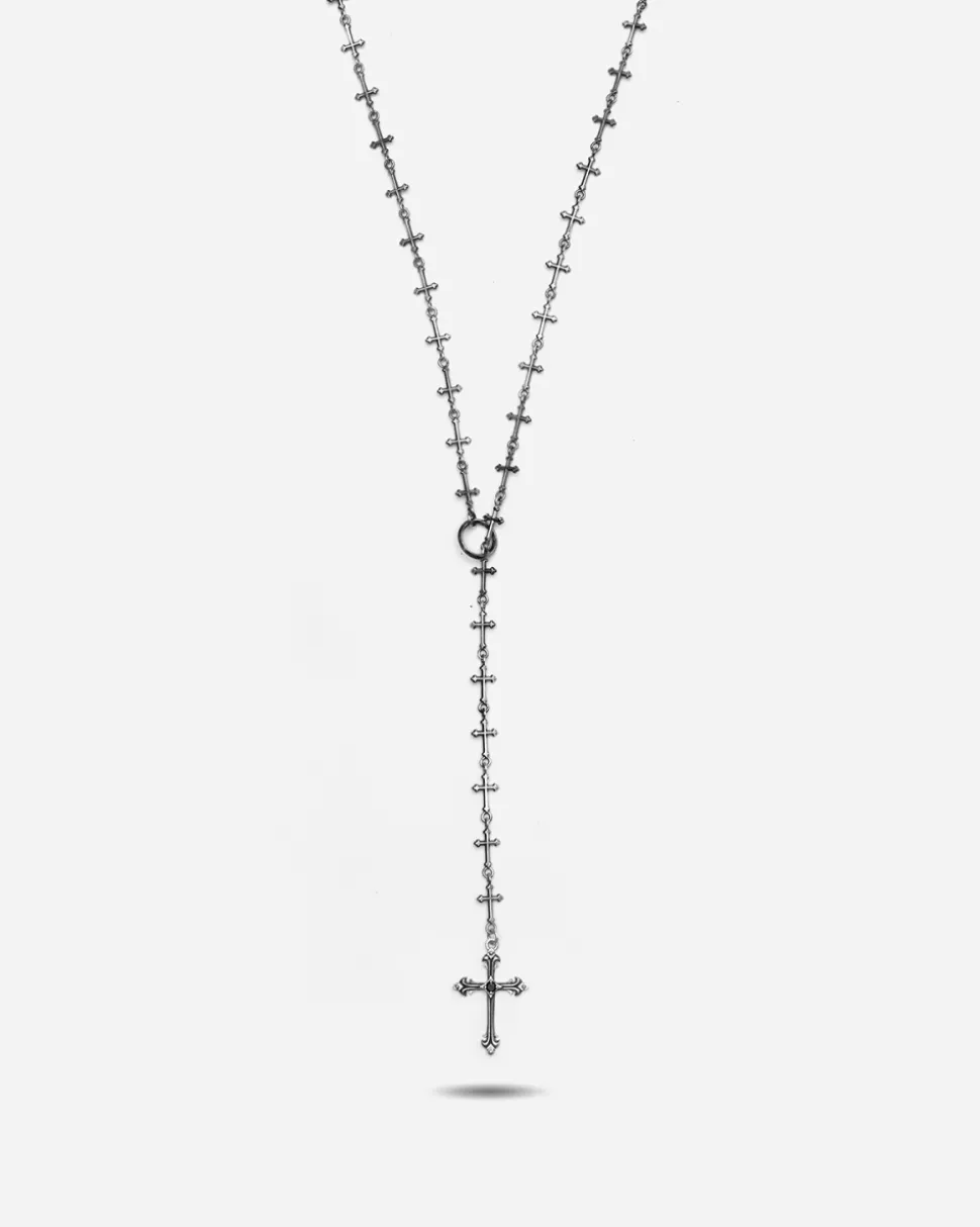 COLLANA LARIAT ROSARIO CROSSED