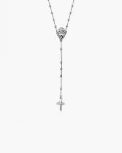 COLLANA ROSARIO CUORE EX-VOTO E CROCE GOTICA