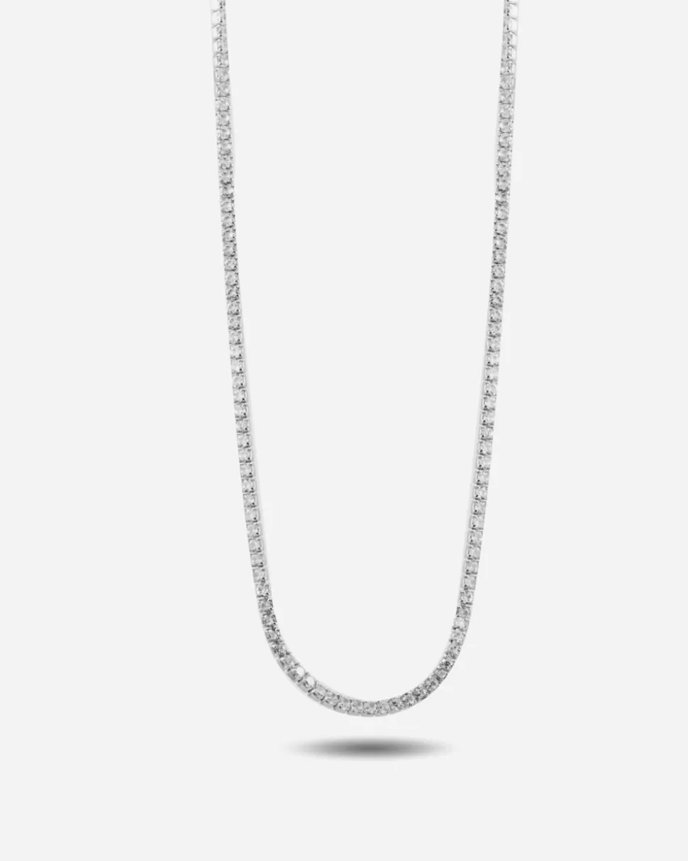 COLLANA TENNIS IN ARGENTO CON BRILLANTI BIANCHI