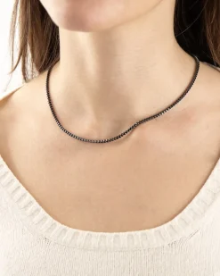 COLLANA TENNIS IN ARGENTO CON BRILLANTI NERI