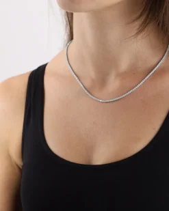COLLANA TENNIS IN ARGENTO CON BRILLANTI BIANCHI