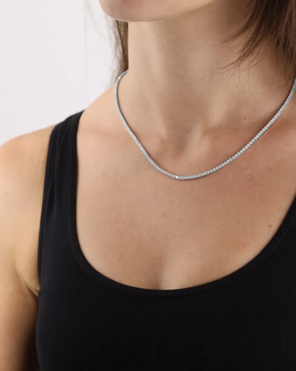 COLLANA TENNIS IN ARGENTO CON BRILLANTI BIANCHI