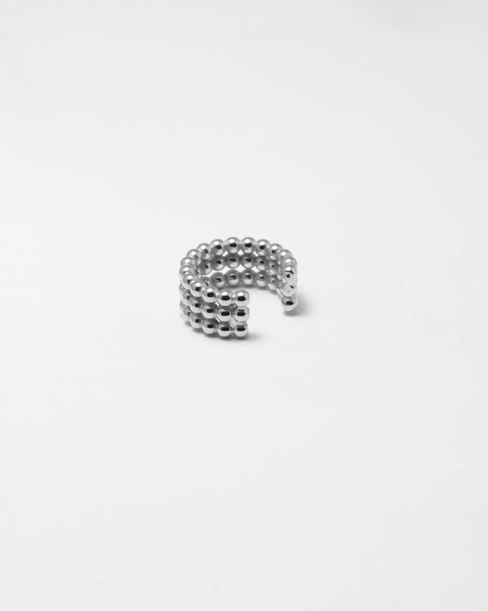 EAR CUFF ORECCHINO SENZA BUCO PALLINE TRE GIRI IN ARGENTO
