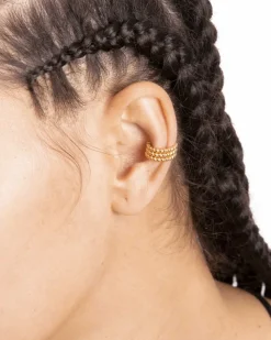 EAR CUFF ORECCHINO SENZA BUCO PALLINE TRE GIRI PLACCATO ORO