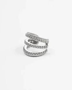 EAR CUFF TRIPLE TIE IN ARGENTO CON BRILLANTI