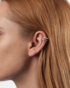 EAR CUFF TRIPLE TIE IN ARGENTO CON BRILLANTI