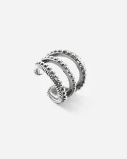 EAR CUFF TRIPLE TIE PUNTINATO IN ARGENTO